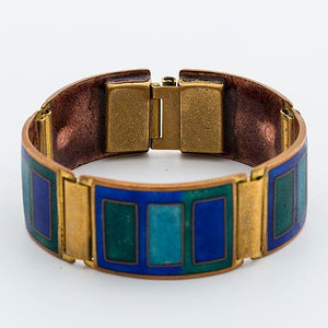 Bracelet unknown Swedish design 60s, emerald, brass