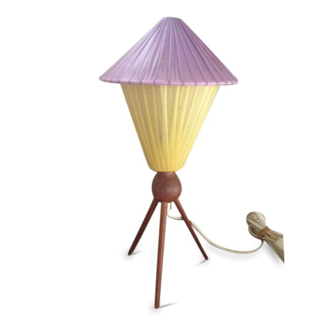 Bordslampa, teak och plast, 50-tal