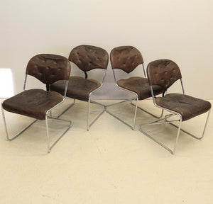 Dux, Sam Larsson chairs, 4 leather and chrome