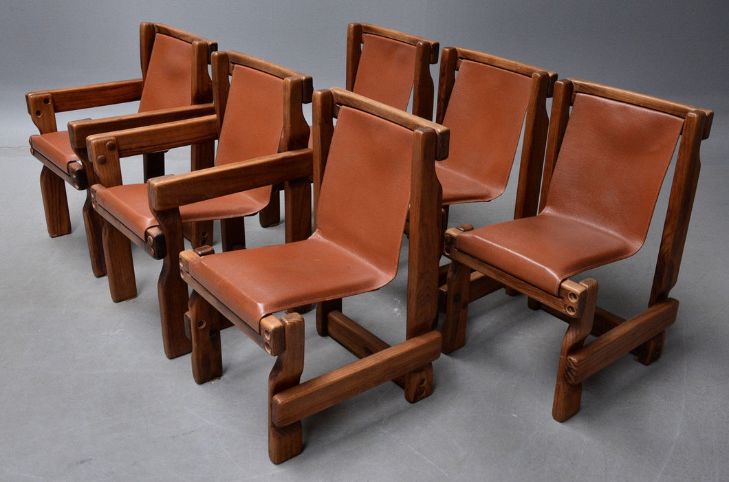 P&R Chairs leather and wood, 6