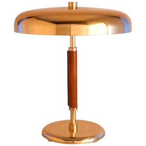 Bordslampa, brass and leather